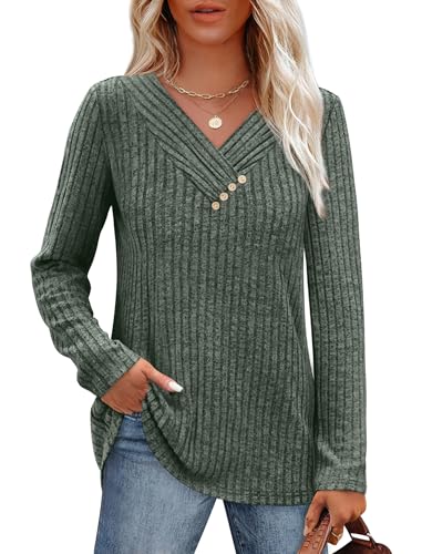 Sampeel Sweaters for Women Trendy Long Sleeve Shirts V Neck