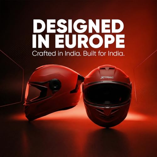 Image of Xtrac Arc Full Face Helmet - ISI Certified Bike Helmet for Men & Women | High-Impact ABS Shell | Clear Scratch-Resistant Visor | Comfortable Inner Padding | Secure Chin Strap for Safe Riding