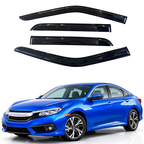 Image of IG Window Visors Fit for 2016-2021 Honda Civic, Out-Channel Rain Guards Vent Wind Deflectors 4PC, Car Accessories for 16-21 Civic (Sedan Only)