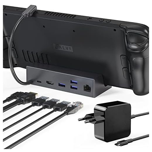 Steam Deck Dock,Stouchi 6in1 Dockingstation (mit 45W USB C Ladegerät Netzteil)Kompatibel mit Valve Steam Deck,USB C Hub mit HDMI 2.0 4K@60Hz,RJ45 1 Gbit/s Ethernet,USBA 3 und USBC Schnellladeanschluss