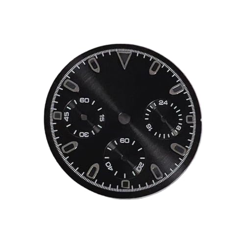 Cadran VK63 29.5mm noir avec index vert lumineux pour montre chronographe