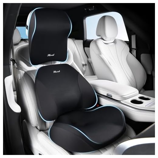 FLORICH Car Seat Cushion & Lumbar Support Pillow & Car Neck Pillow for Driver Car Office Chair, Ergonomic Memory Foam Car Cushion & Back Support Pillow for Sciatica Pain Relief - Black