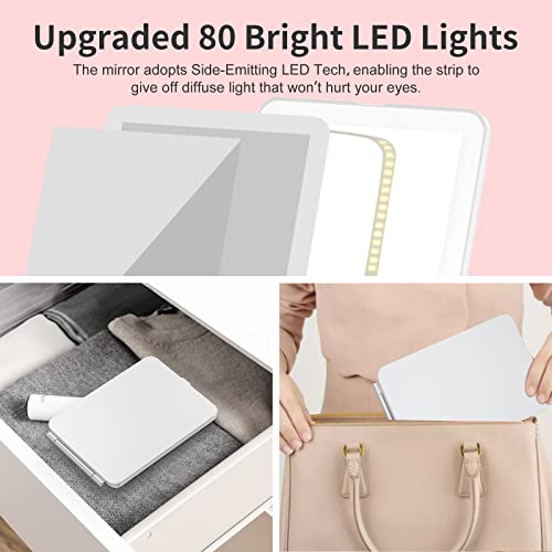 Mecion SM296A-SL Makeup Mirror With 10X Magnifying Mirror, Vanity Mirror With 80 Led Lights, Rechargeable 2500Mah Batteries, Travel Led Mirror thumb #2