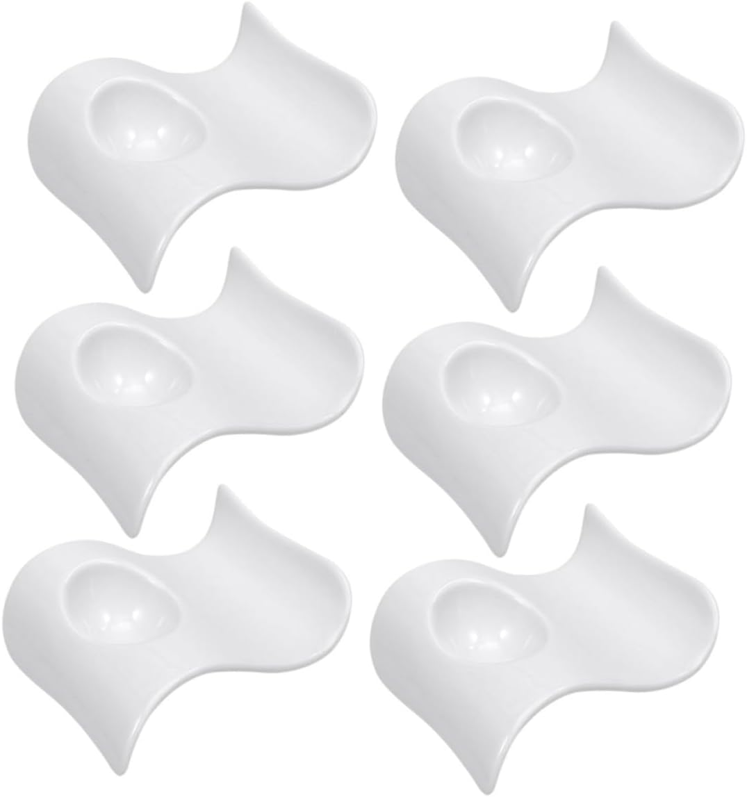LIFKOME 6pcs Ceramic Cups Stylish Breakfast Holders for Boiled Eggs Scratch-resistant Design for Kitchen Counter and Dining Table Use