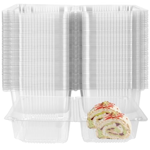 MAHIONG 100 Pieces 7.3 Inch Cake Slice Boxes, Individual Cake Boxes for Cake Portions, Clear Cupcake Box with Lids, Plastic Food Container for Muffin, Cheese, Hamburger