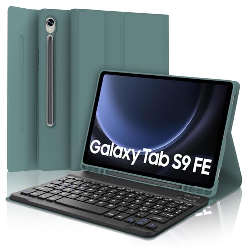 IVEOPPE Tastiera Samsung Galaxy Tab S9 FE/S10 FE 10.9'/S9 11', Cover Tastiera Italiana Bluetooth Rimovibile per Samsung Galaxy Tab S9 2023/S9 FE 2023/S10 FE 2025, Verde scuro