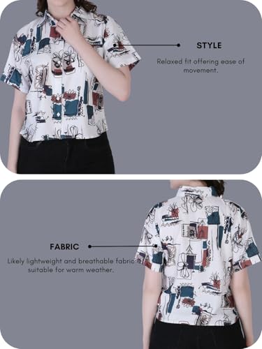 Image of GRECIILOOKS Shirt for Women`s | Womens Printed Half Sleeve Shirt | Casual Loose fit Tops | Comfortable Rich Korean Style Crop top for Women
