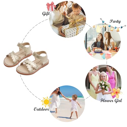 Image of Felix & Flora Toddler Girl Sandals - Little Girl Easter Dress Shoes Lightweight Open Toe Beach Holiday Flats