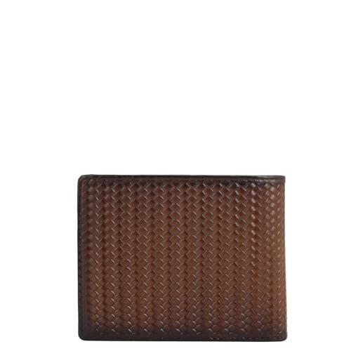 Image of Da Milano Mat Embossed Leather Wallet for Men with Multicard Slot - Brown