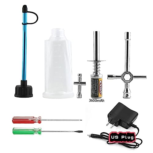 Chanmoo Nitro Starter Glow Plug Igniter 3600mAh with Charger Tools Fuel Bottle Combo for 1/8 1/10 RC Crawler Truck Car Nitro Engine Power Redcat HSP Traxxas T-maxx 3.3 80142A Axial Kyosho
