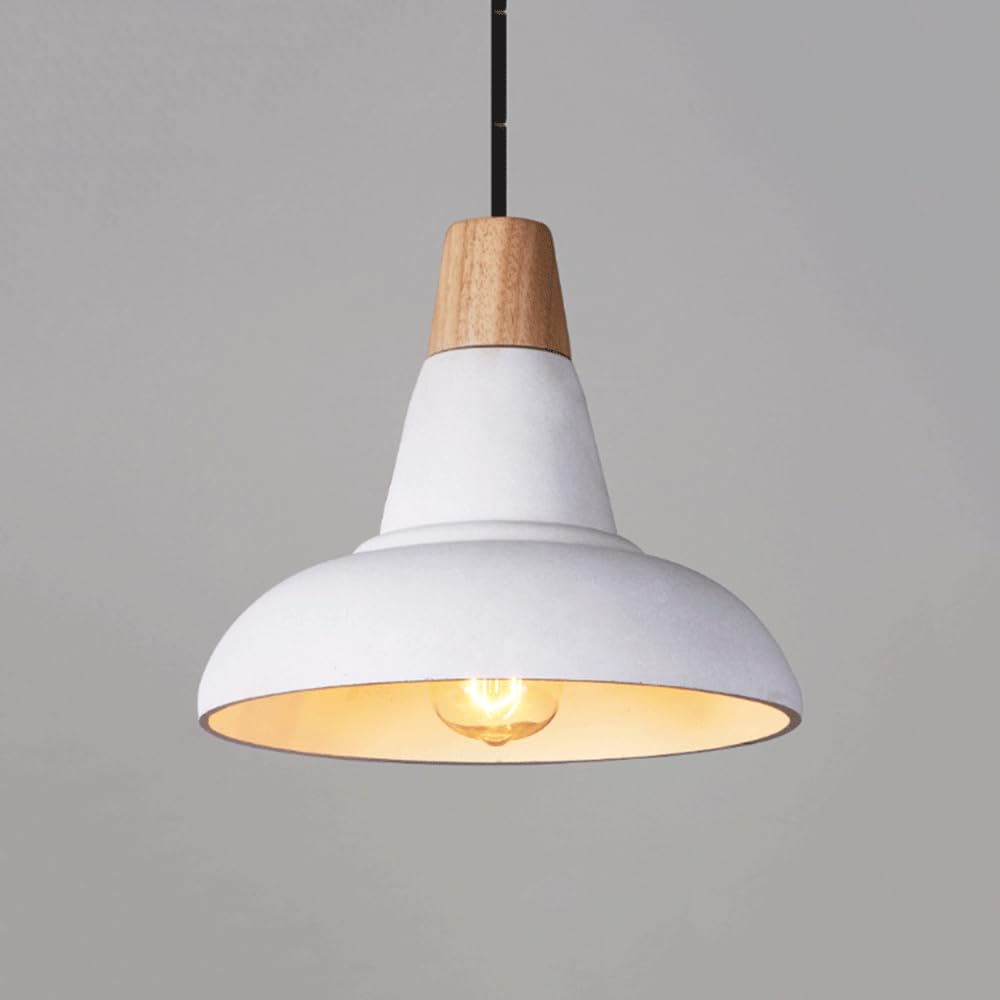 SYAXVOM Modern Scandinavian Dining Room Cement Pendant Light with American Industrial Style Solid Wood Lighting Fixture for Bedroom Personalized Bedside Cafe Decoration Chandeliers.
