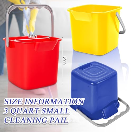 Image of Irenare 16 Pcs Sanitizing Bucket 3 Quart Cleaning Pail Small Detergent Square, Spout and Handle Plastic Utility Sanitizer Buckets for Restaurant Kitchen Home Offices (Multicolor)
