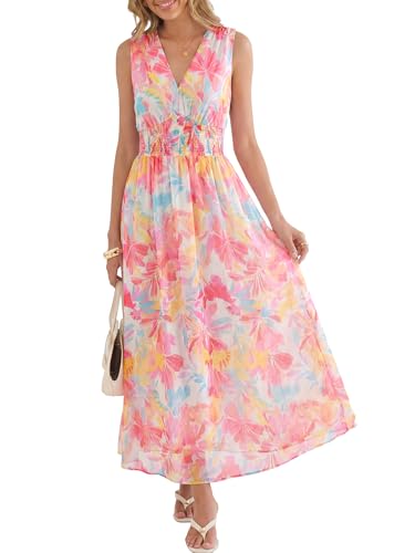 Image of ANRABESS Women's Floral Tulle Wedding Guest Maxi Dress | V Neck Sleeveless,A-Line Elastic Waist,Casual Flowy Formal Boho,Bridal Shower Garden Party Beach Vacation,Summer Fall