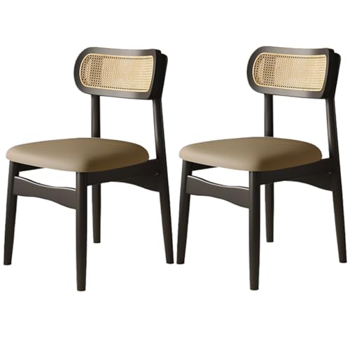Sillas de comedor curvadas con respaldo de ratán, asientos tapizados de madera maciza fáciles de limpiar para comedores y restaurantes, juego de 2