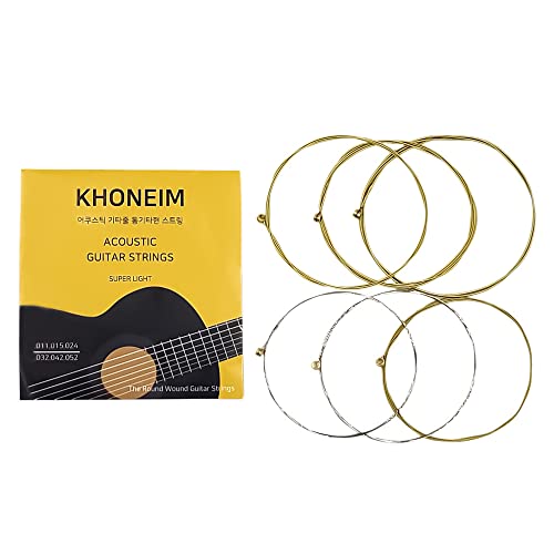 Khoneim Guitar Strings 4 Pack - Acoustic Guitar Strings For 6 String Guitar, Deep And Bright Tone, 11-52 #TOP2