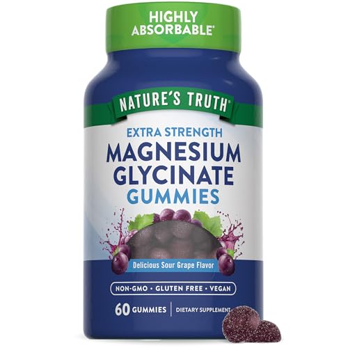 Nature’s Truth Magnesium Glycinate Gummies | 60 Count | Sour Grape Flavor | Vegan, Non-GMO & Gluten Free Supplement