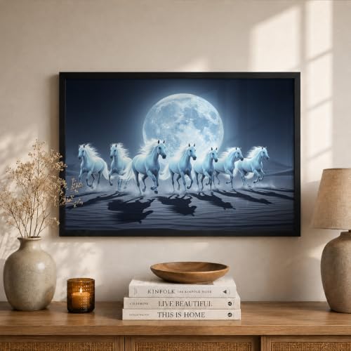 Image of Suneree 7 Horse Vastu Wall Painting (Landscape Collection) (Natural, Design 18, 33L x 25W cm)