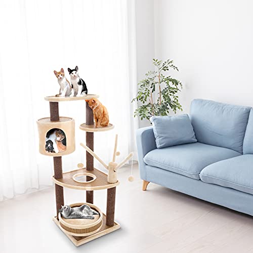 Torre para gatos 6 niveles con cama acolchada PETMAKER miniatura 3