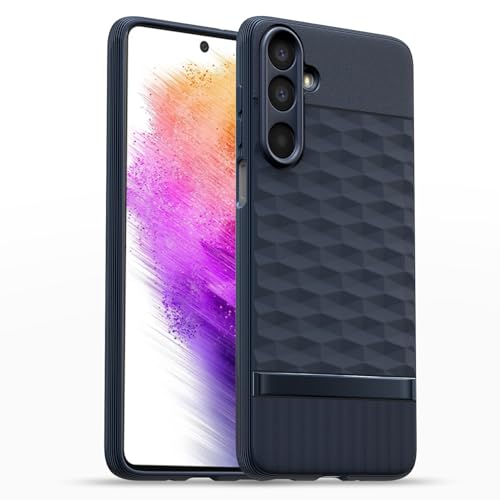 Image of Pikkme Back Cover for Samsung Galaxy M17 5G / A17 5G / F17 5G Soft Grip 3D Hexa Cube Texture Silicone Bumper Case (Blue)