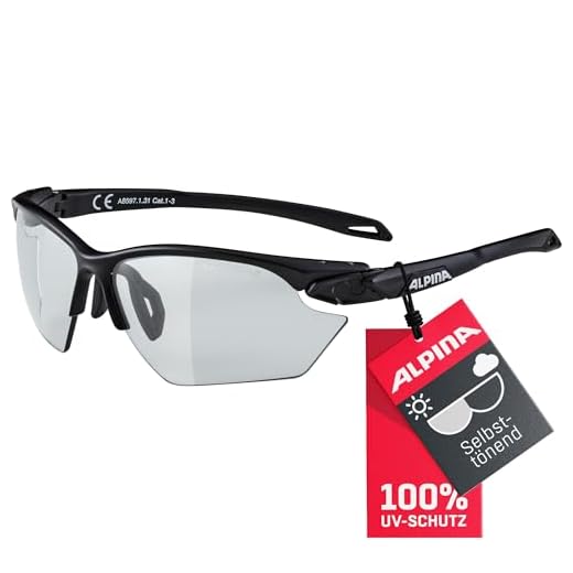 ALPINA TWIST FIVE S HR V - Selbsttönende, Bruchfeste & Beschlagfreie Sport- & Fahrradbrille Mit 100% UV-Schutz Für Erwachsene, black matt, One Size