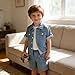 Klyatpxoen 3T Boys' Denim Set – Short Sleeve Jean Jacket + Stretch Shorts | Summer Outfit Toddler Baby Boys Outfits