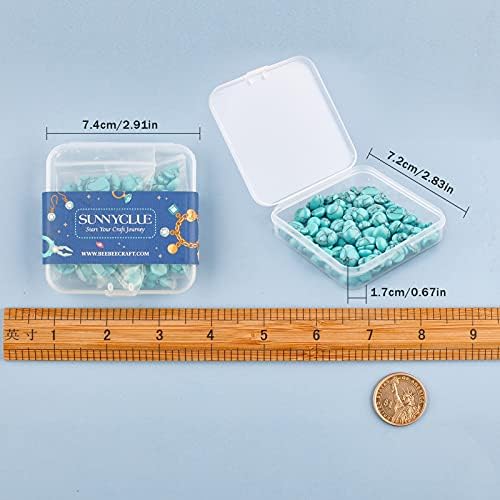 Miniatura 7 de SUNNYCLUE 1 caja de 100 cabujones de piedra redonda de 5 tamaños, cuentas de cabujones de piedra sintética turquesa de 0.157 in0.236 in0.315 in0.394