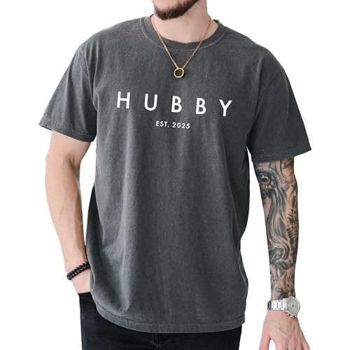 Couple T-Shirt for Men, Women, Hubby and Wifey Est. 2025 Honeymoon Shirt 100% Cotton Retro Look Oversized Graphic Tee