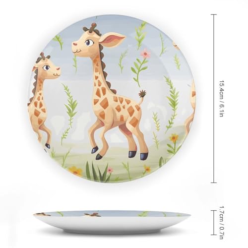 Plato decorativo de porcelana con diseño jirafa 6 pulgadas miniatura 2