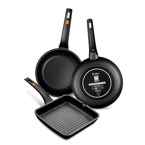 Miniatura 4 de Bra Efficient Grill Asador Con Rayas, Aluminio Fundido Con Antiadherente, Apto Para Todo Tipo De Cocinas Incluido Inducción, Libre De Pfoa, Negro, 28 X 28 Cm