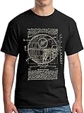 Vitruvian Death Star T-Shirt Leonard Da Vinci Space Empire Wars M Black