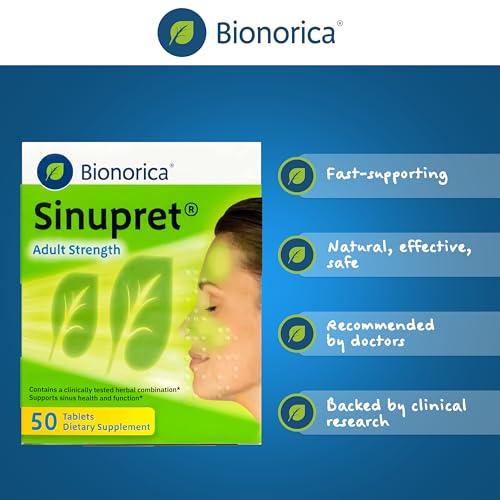 Image of Bionorica Sinupret Adult Strength Sinus - Immune Support Supplement - All Natural - Herbal Nasal Passage & Immunity Boost - 50 Tablets, 2 Pack