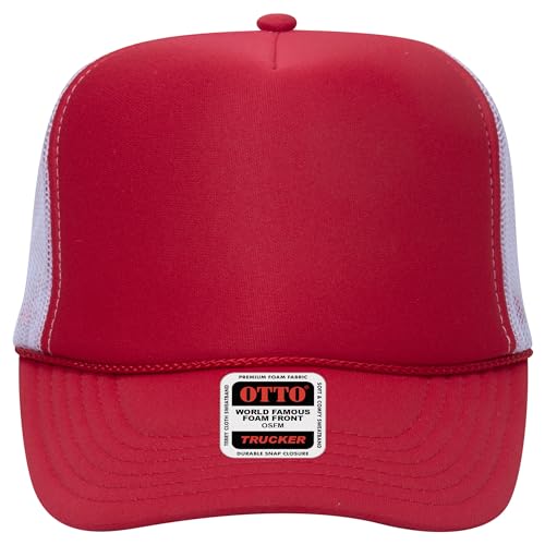Image of OTTO Polyester Foam Front 5 Panel High Crown Mesh Back Trucker Hats in 97, Bulk, Wholesale