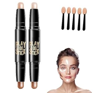 Makeup Stick Highlight & Contour, 2-in-1 contourstift, dubbelkoppige contourcorrectie, Contouring Illuminator, Contouring Stick Contouring, Make-up Tool met dubbele kop, universeel, 2 stuks