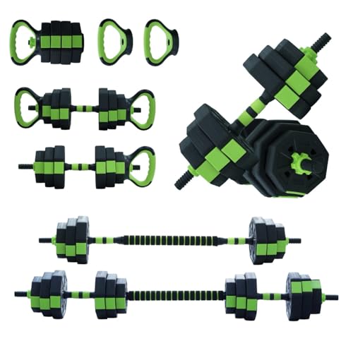 Adjustable Dumbbell Set 88 Lbs Free Weight Dumbbells Set 4 in 1 Dumbbells Set Used As a Kettlebell Barbell Push Up Stand Exercise & Fitness for Home Gym with Octagon Weight Plates Black & Green