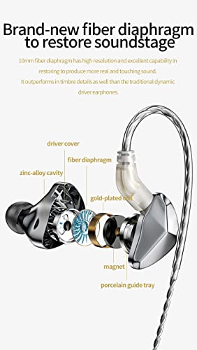 NEX WGZBLON BL-07 HiFi In Ear Monitors, 10mm Fiber Diaphragm high resolution Zinc Alloy Cavity - Image 4