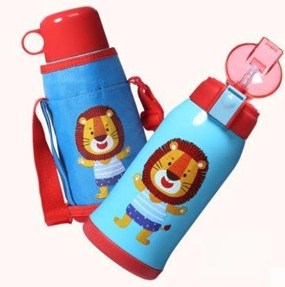 Los niños de la taza de aislamiento con una bebé dibujos animados de doble uso de paja macetas de aislamiento macho y hembra estudiantes portátil taza de acero inoxidable