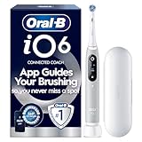 Oral-B iO6 Electric Toothbrush For Adults, 1 Toothbrush Head and Travel Case, 5 Modes with Teeth Whitening, 2 Pin Plug, Grey Opal