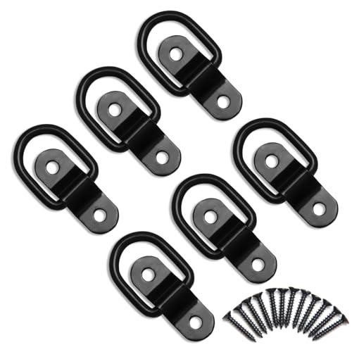 6 PCS D Ring Tie Down Anchor, D Rings Heavy with Duty, 3-rd Generation Trailer Tie Down Anchors, 2400Lbs Breaking Strength, 1/4' Hooks for Trucks, Trailers, Motorcycles, Cargos by Htaepxu