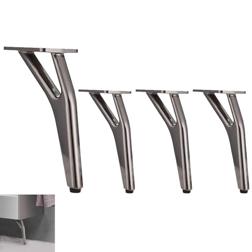 4本の金属製家具脚、キャビネットの脚、コーヒーテーブルのサポート脚、モダンなソファ、バスルームキャビネットのサポート、食器棚、テレビキャビネット、ナイトスタンドに最適 (18cm (7インチ)、ガンブラック)