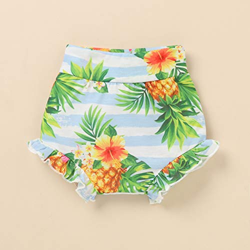 Imekis Aloha Beaches Pineapple Outfit Baby Girl Ruffle Sleeve Romper Shorts Pants Headband Hawaii Summer Themed Fruits 1St Birthday Coming Home Clothes Newborn Hawaiian Themed Baby Shower 0-3 Months #TOP4
