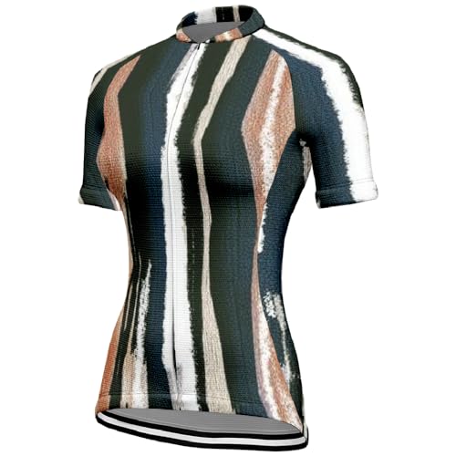 Hixingo Maillot de Ciclismo para Mujer, Verano Mujeres Ciclismo Jersey Manga Corta Bicicletas Ropa Mountain Bike Ourdoor Chaquetas Secado Rápido Transpirable (Rayas Verticales,4XL)