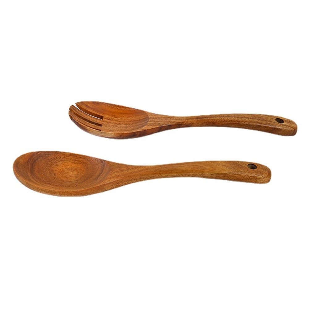 Cucchiaio Forchetta da Insalata Set Cucchiaio E Forchetta in Legno, Forchette da Insalata, for Uso Domestico per Mescolare Il Piatto di Pasta con Frutta