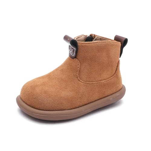 LIZISHU Baby Shoes Suede Zip-Up With Wide Toe Non-Slip Sole Winter Booties for 1-3 Years Olds Toddler Girls Boys Ankle Boots