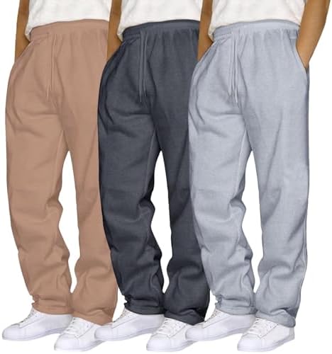 Aniywn Mens 3 Pack Sweatpants Baggy Running Sports Pants Loose Casual Trousers Elastic Waist Drawstring Jogger Sweatpants
