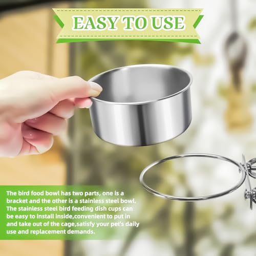 image for MotBach 2 Pack Bird Feeding Bowls Cups Parrot Food Water Dishes, Stain