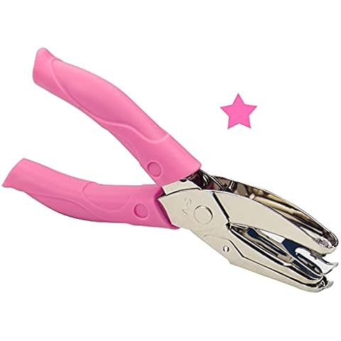 Hole Punch for Paper Crafts-Single Shape Metal Handheld Portable for Christmas Card Making Pink (Star) Cover