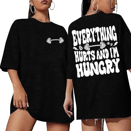 Funny Workout Shirts Women Oversized Be Happy Lift Heavy Shirt Gym Weightlifting Graphic Tshirt Casual Gym Tops
