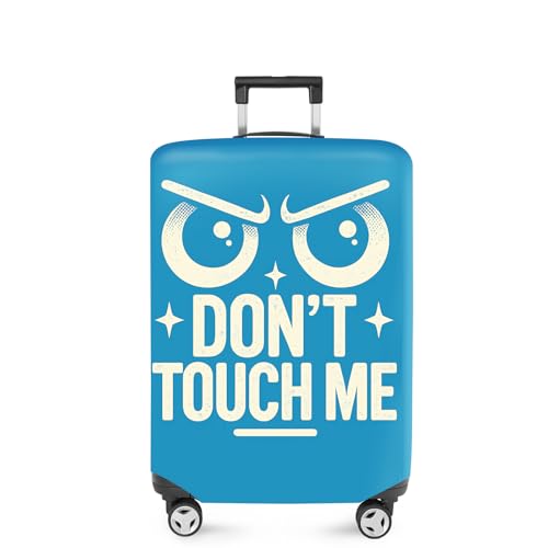 ANNA QUEEN Funny “Don’t Touch Me” Luggage Cover, Bold Blue Suitcase Protector with Angry Eyes Design, Stretchable, Washable Travel Cover for 24-26 Inch Luggage - Main Image