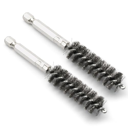 verkelly 2 Pcs Golf Clubs Head Hosel Brush, 15mm Dia Golf Shaft Ferrules Brush Bore Brush Electric Drill Wire Brush(Stainless Steel Wire)