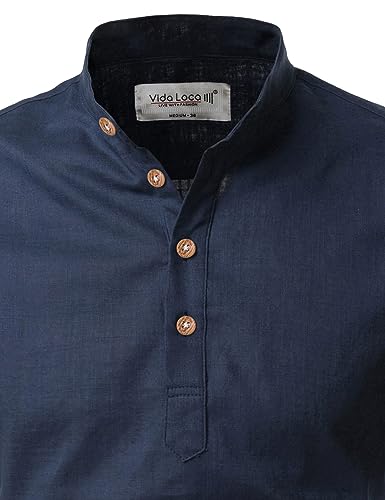 Image of Vida Loca Full Sleeve Mandarin Collor Cotton Casual Slim Fit Shirt for Men's